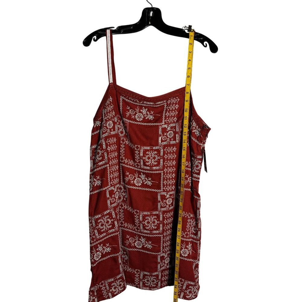 Lucky Brand Red Sleeveless Square Neck Embroidered Cami Dress size XLarge - Picture 9 of 15